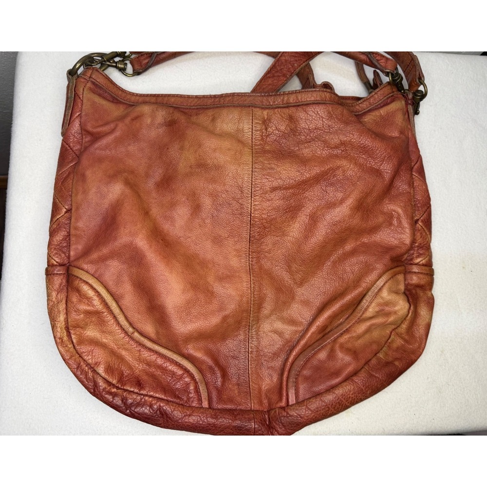 Liebeskind Berlin Large Cognac Leather Hobo Shoulder Bag Quilted Slouchy Boho - Picture 3 of 11